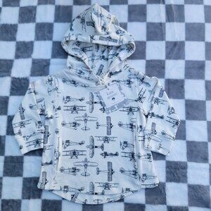 Kate Quinn Organic Cotton Airplanes Hoodie Sweater Size 12-18m NWT